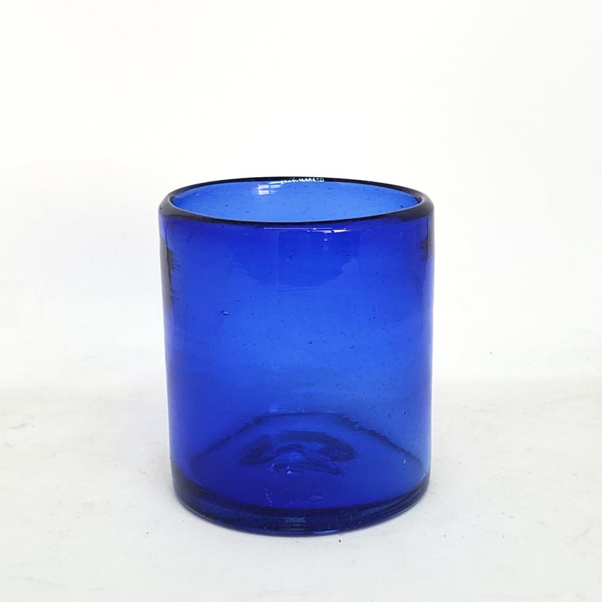 Mexican Glasses / Solid Cobalt Blue 9 oz Short Tumblers (set of 6) / Enhance your favorite drink with these colorful handcrafted glasses.